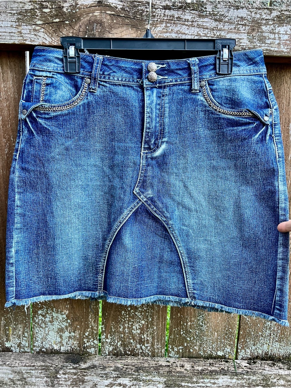 Cato y2k denim jean mini skirt raw hem dark 8 stretch COTTON